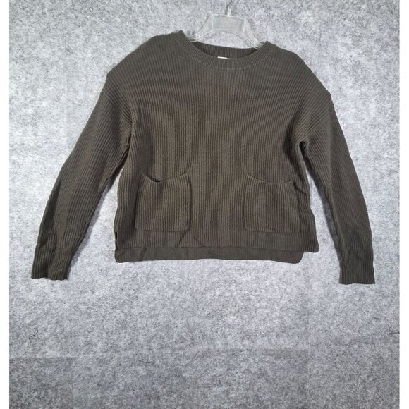 Madewell Women's Green Chunky Knit Patch Pocket Sweater Size M - Picture 2 of 9